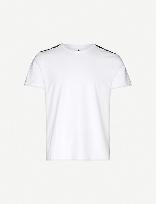 MOSCHINO: Branded-tape crewneck stretch-cotton T-shirt