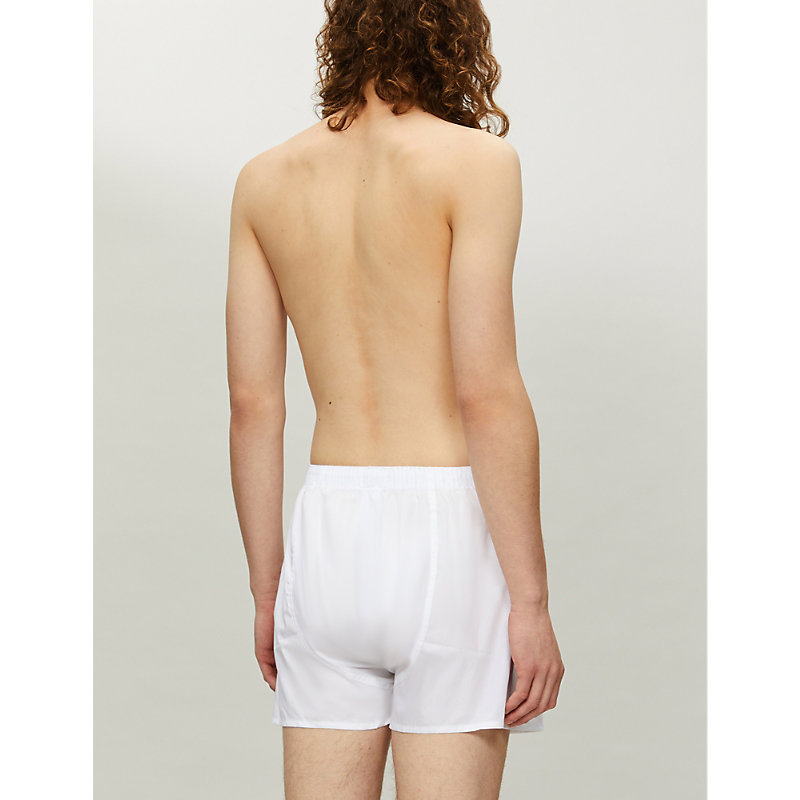 Shop Sunspel Men's White Classic Cotton Boxer Shorts