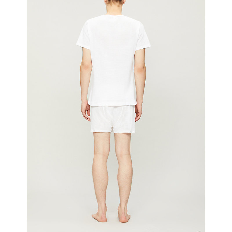 Shop Sunspel Men's Q14 Cellular Cotton T-shirt In White