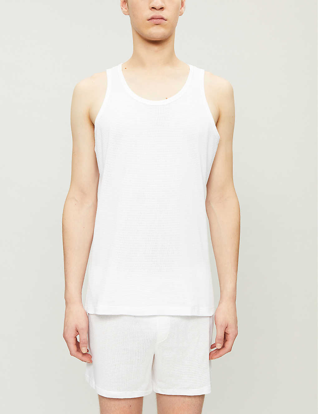 Sunspel Vintage Cellular White Singlet Vest 100% Cotton 