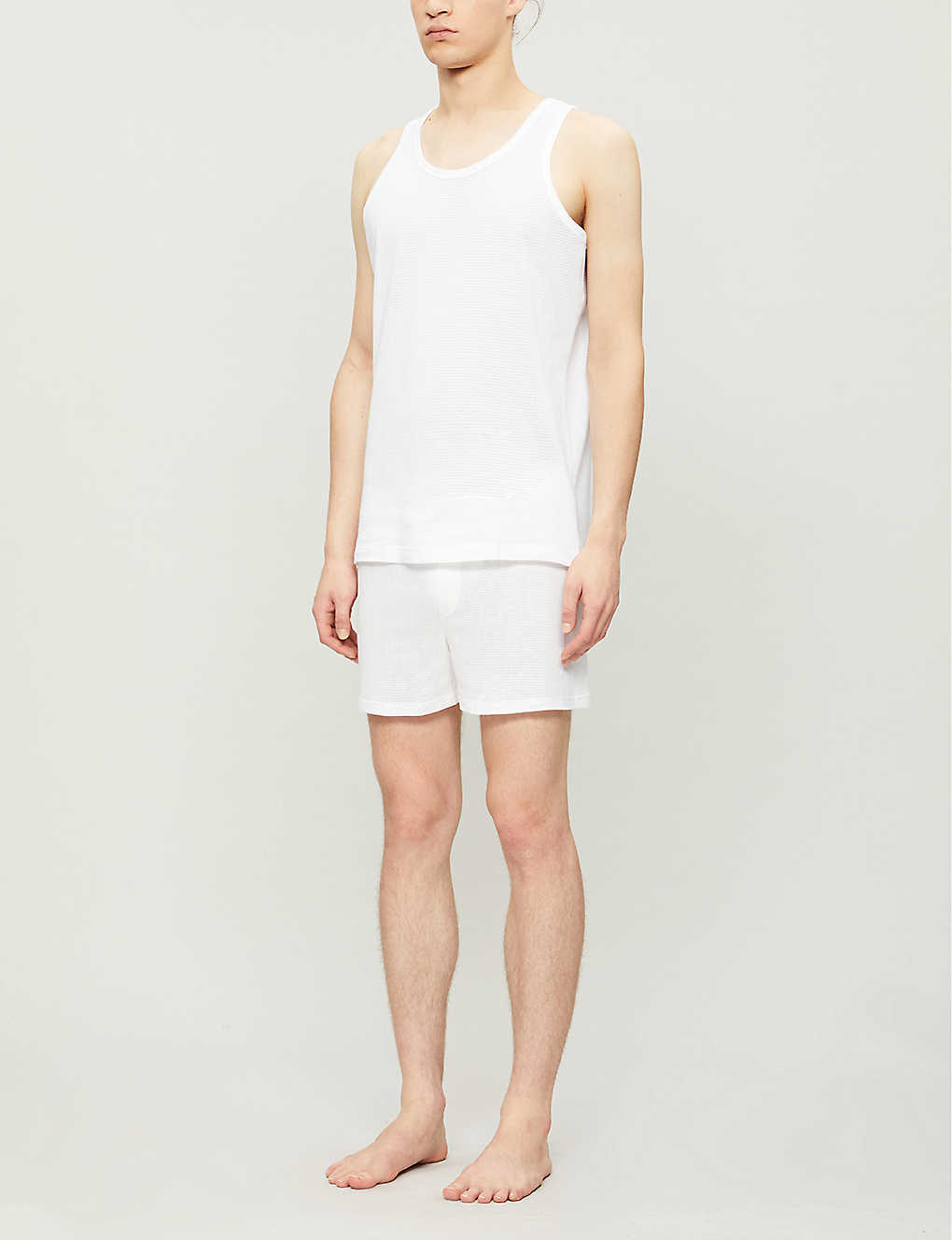 Shop Sunspel Q14 Cellular Cotton T-shirt In White