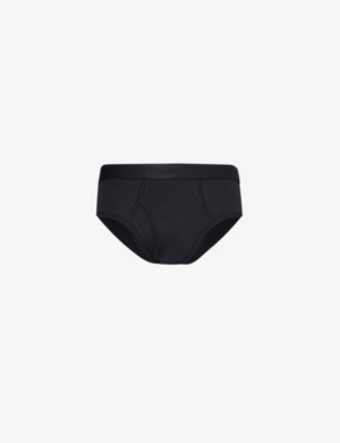 Shop Sunspel Superfine Regular-fit Cotton Briefs In Black