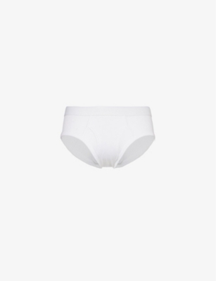 Sunspel Superfine Branded-waistband Cotton-jersey Briefs In White