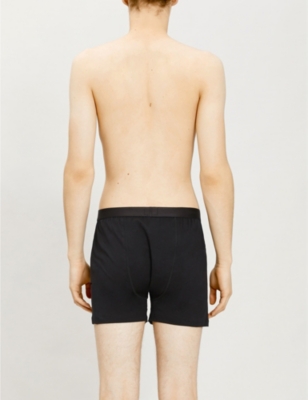 Shop Sunspel Elasticated Slim-fit Cotton Boxers In Black