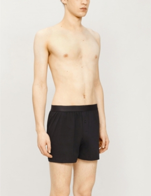 Shop Sunspel Elasticated Slim-fit Cotton Boxers In Black