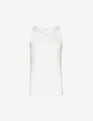 Shop Sunspel Men's White Q82 Superfine Cotton-jersey Vest