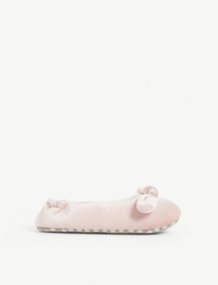 THE LITTLE WHITE COMPANY Bow velvet slippers 1 12 years