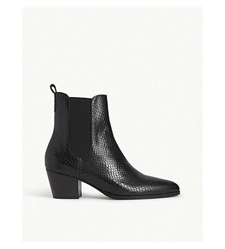 Claudie Pierlot PYTHON-EMBOSSED LEATHER ANKLE BOOTS