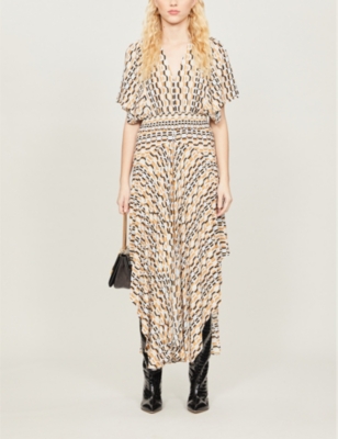 maje midi printed dress in crepe