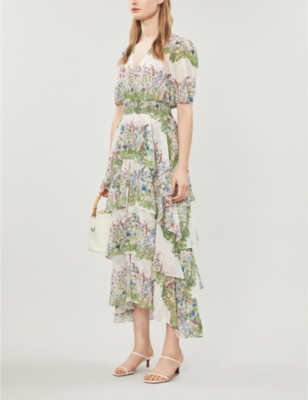 maje green floral dress