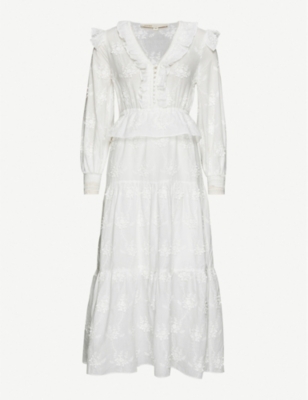 white midi broderie dress