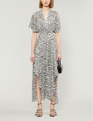 Maje Rachelle Zebra Print Crepe Midi Dress Selfridges Com 