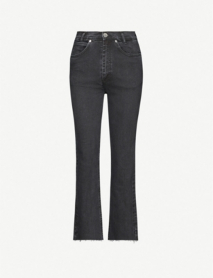 SANDRO: Cropped straight-leg high-rise stretch-denim jeans