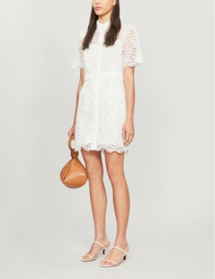 Sandro Live Embroidered-floral Lace Mini Dress In Ecru
