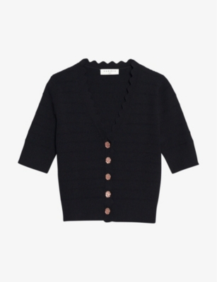 SANDRO Scallopedtrim knitted cardigan