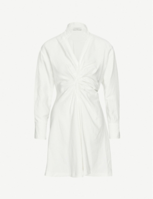 Sandro Womens Ecru Celia Ruched Satin-twill Mini Dress 8