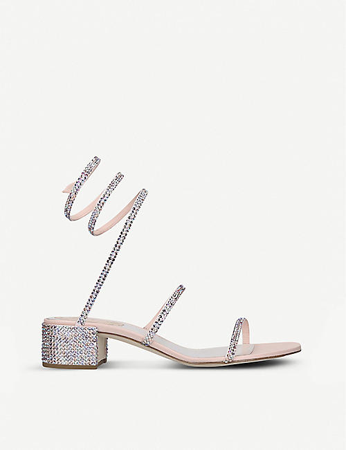 RENE CAOVILLA: Celo rhinestone-embellished satin sandals