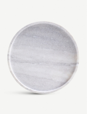The White Company Round Marble Board 28cm In Grey / Stone