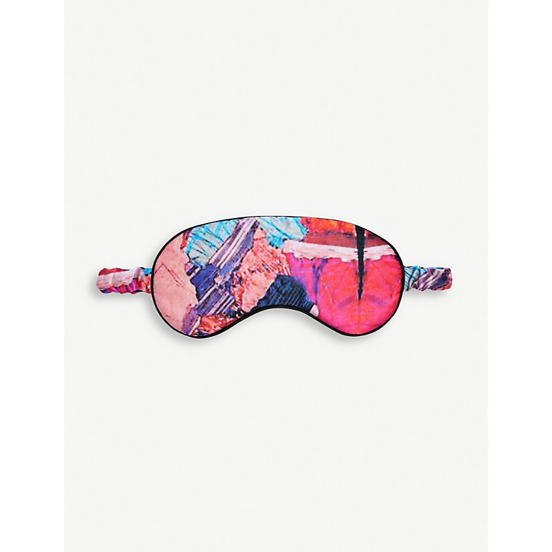 Beatrice Jenkins Twinning Crystal Silk Eye Mask In Red, Pink And Blue