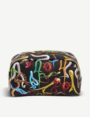 Seletti Wears Toiletpaper Sh*t Snake-print Faux-leather Beauty Case