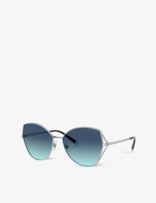Shop Tiffany & Co Tf3072 59 Cat-eye Metal Sunglasses In Silver (silver)