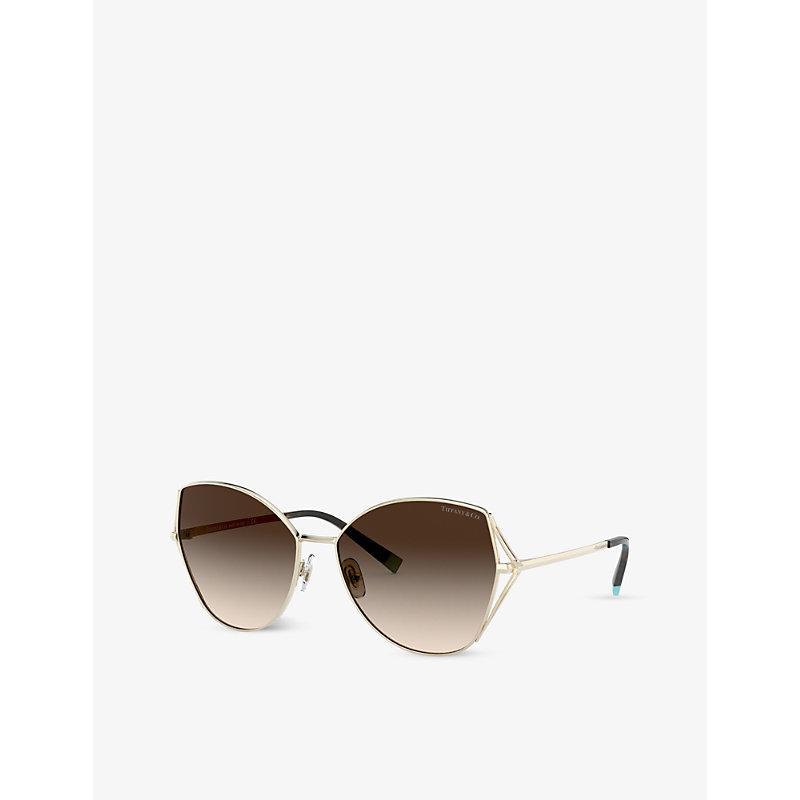 Shop Tiffany & Co Tf3072 59 Cat-eye Metal Sunglasses In Gold