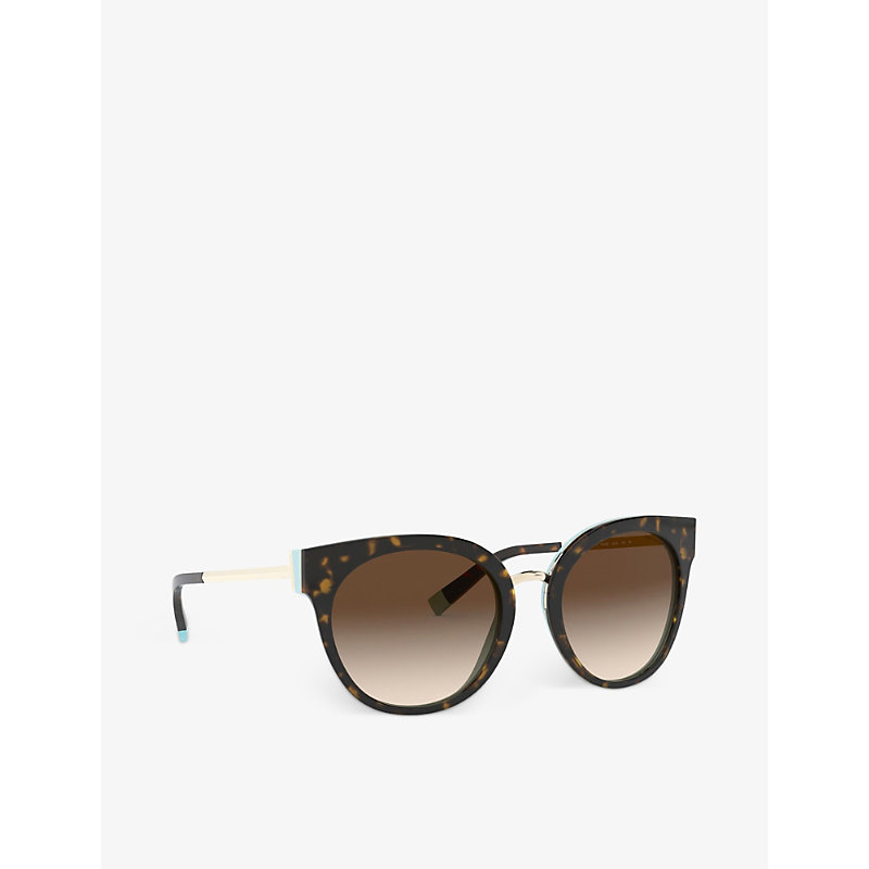 Shop Tiffany & Co Tf4168 Cat-eye Acetate And Metal Sunglasses In Blue
