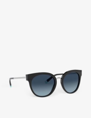 Shop Tiffany & Co Tf4168 Cat-eye Acetate And Metal Sunglasses In Black