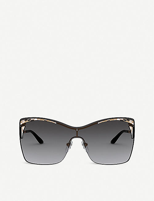 BVLGARI: BV6138 Serpenti metal acetate rectangle-frame sunglasses