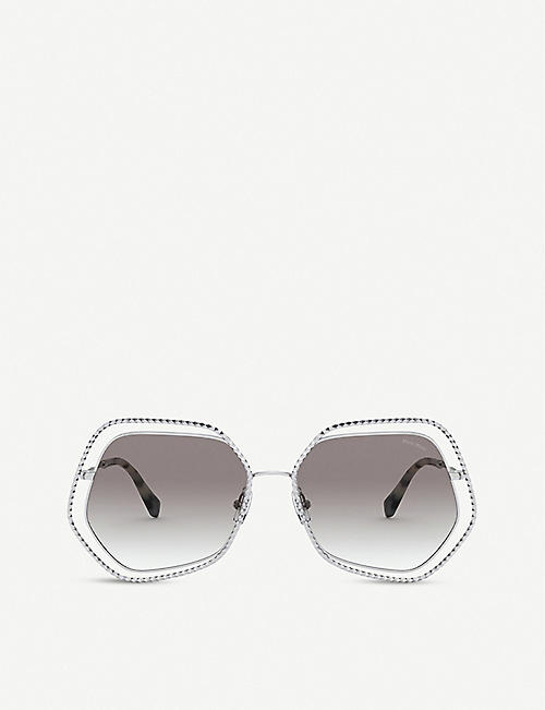 MIU MIU: MU58VS metal and acetate oval-shape sunglasses