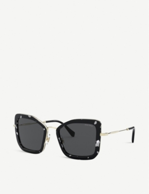 Shop Miu Miu Womens Brown Mu55vs Metal And Acetate Square-frame Sunglasses