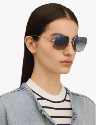RAY-BAN: RB1971 square-frame polarised metal sunglasses