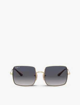 Ray Ban Rb1971 Square-frame Polarised Metal Sunglasses In Gold
