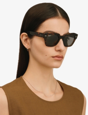 Shop Ray Ban Ray-ban Women's Brown Rb2186 Rectangular-frame Sunglasses