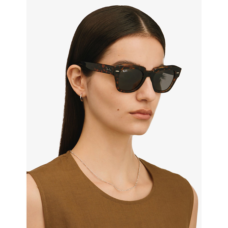 Shop Ray Ban Ray-ban Women's Brown Rb2186 Rectangular-frame Sunglasses