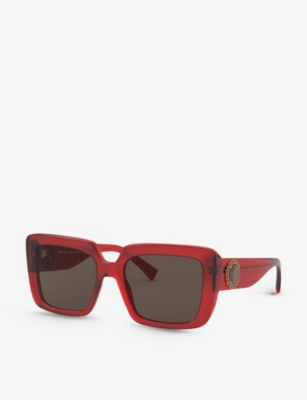 Shop Versace Women's Red Ve4384b Square-frame Acetate Sunglasses