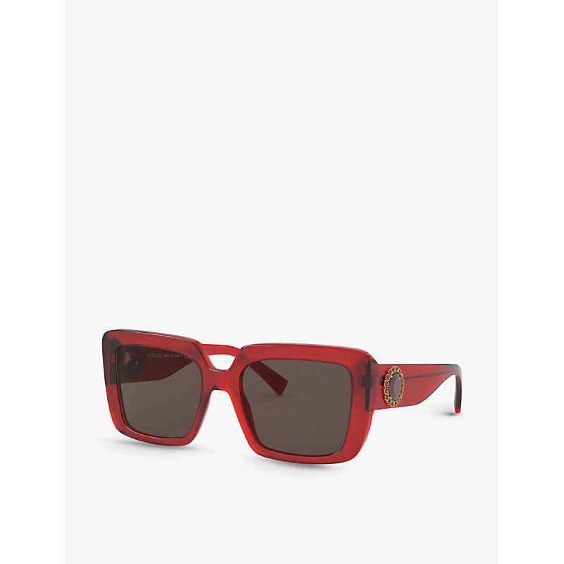 Shop Versace Women's Red Ve4384b Square-frame Acetate Sunglasses
