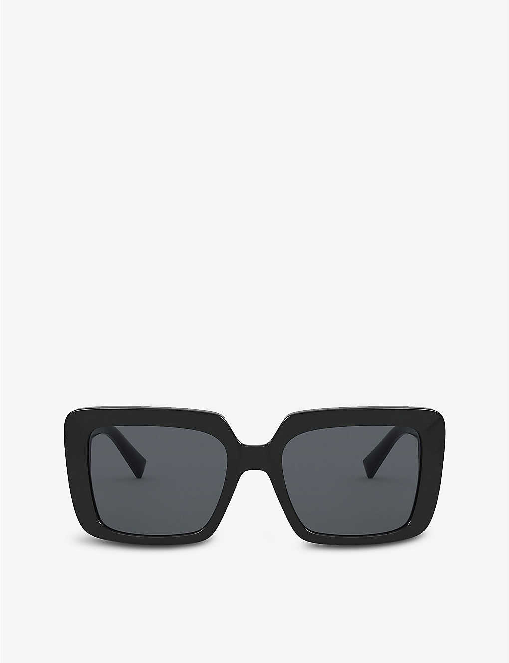 Shop Versace Women's Black Ve4384b Square-frame Acetate Sunglasses