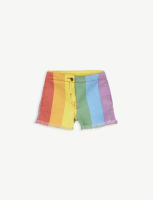 denim shorts with rainbow stripe