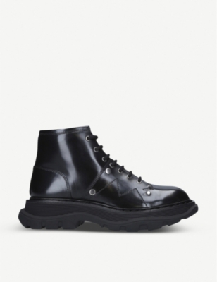 alexander mcqueen lace up leather boots