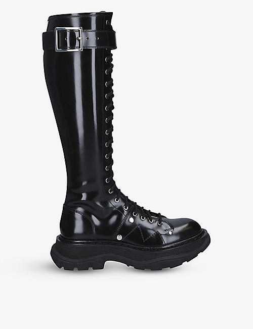 ALEXANDER MCQUEEN: Tread high-leg leather boots