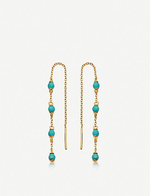ASTLEY CLARKE: Stilla Chain 18-ct gold-plated silver turquoise gemstone earrings