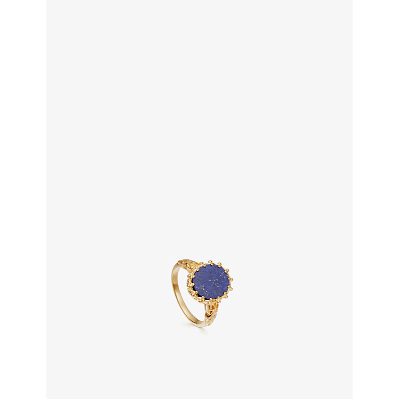 Astley Clarke Floris 18ct Yellow Gold-plated Vermeil Silver And Lapis Ring