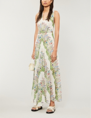 maje green floral dress