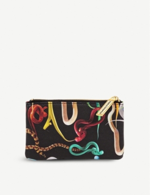 Seletti Wears Toiletpaper Snake-print Faux-leather Case 15cm X 9cm