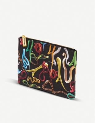 SELETTI: Seletti wears Toiletpaper snake-print faux-leather case 21cm x 15cm