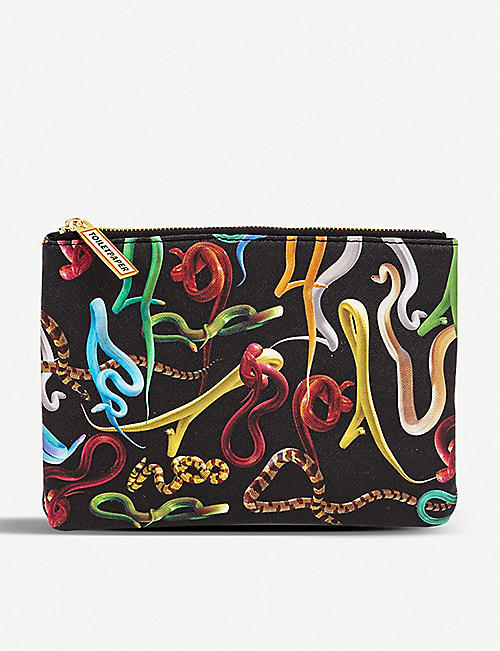 SELETTI: Seletti wears Toiletpaper snake-print faux-leather case 21cm x 15cm
