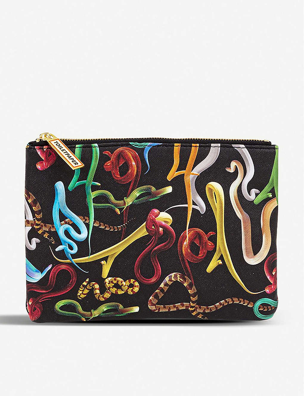 Seletti Wears Toiletpaper Snake-print Faux-leather Case 21cm X 15cm