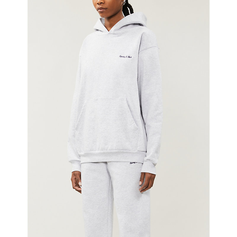 Sporty And Rich Logo-embroidered Cotton-jersey Hoody In Grey 