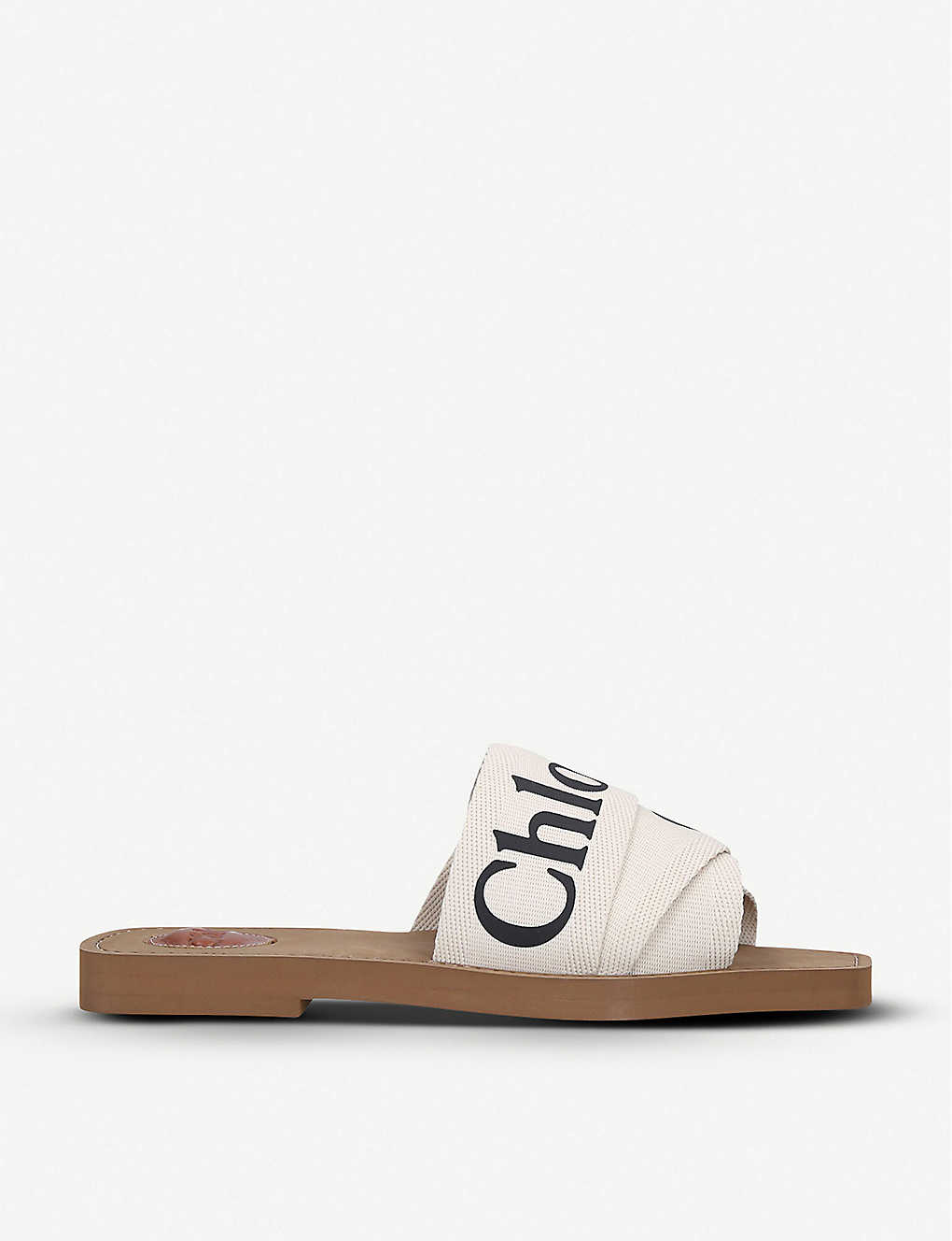 Chloé Chloe Womens White Woody Logo-print Canvas Sandals